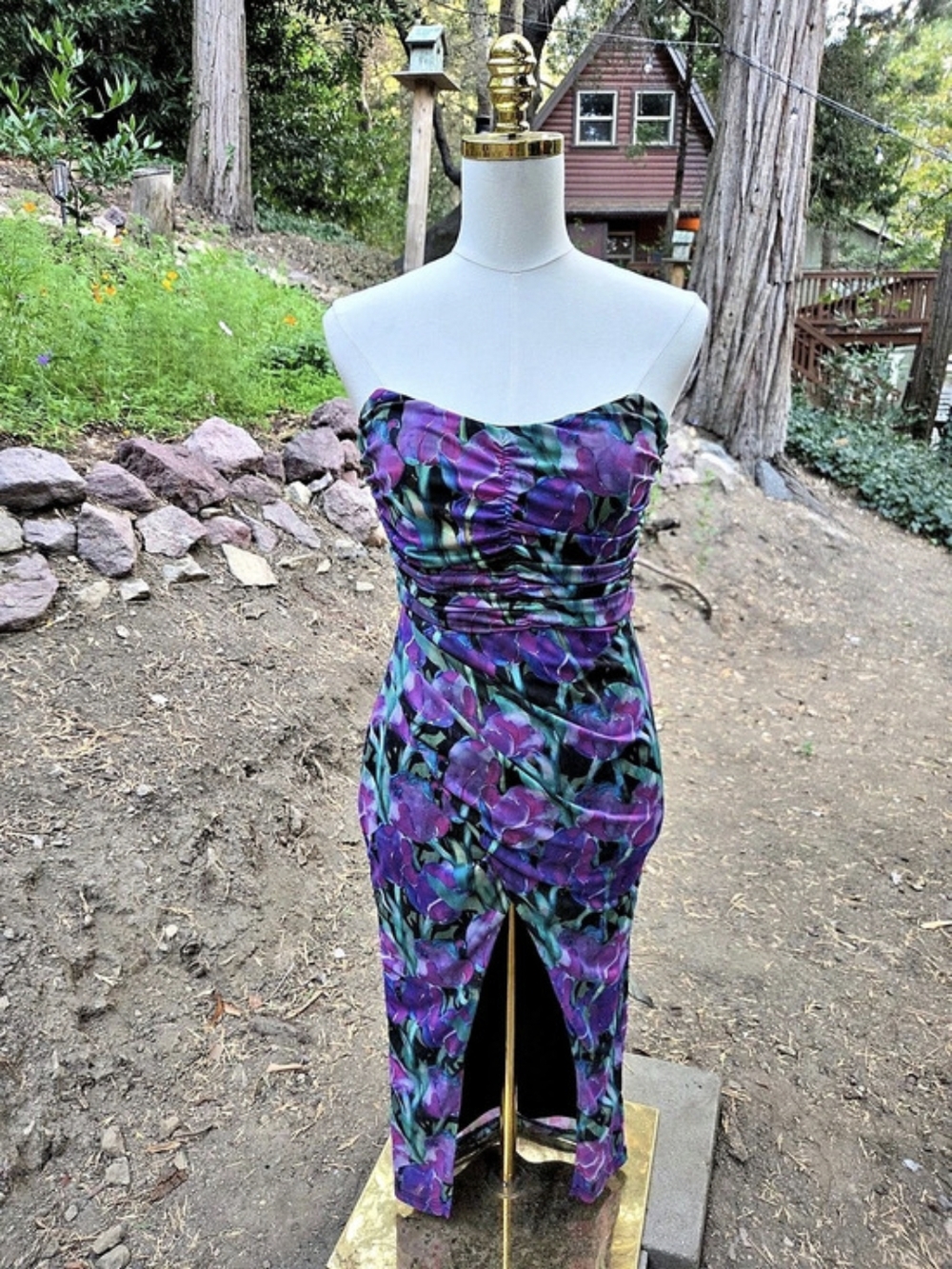 Lulus Floral Mini Dress in Purple & Black Size Small